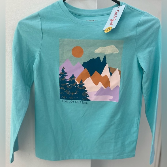 💫NWT Cat & Jack Long Sleeve Find Joy Outside Mountains Shirt Medium - Picture 1 of 4